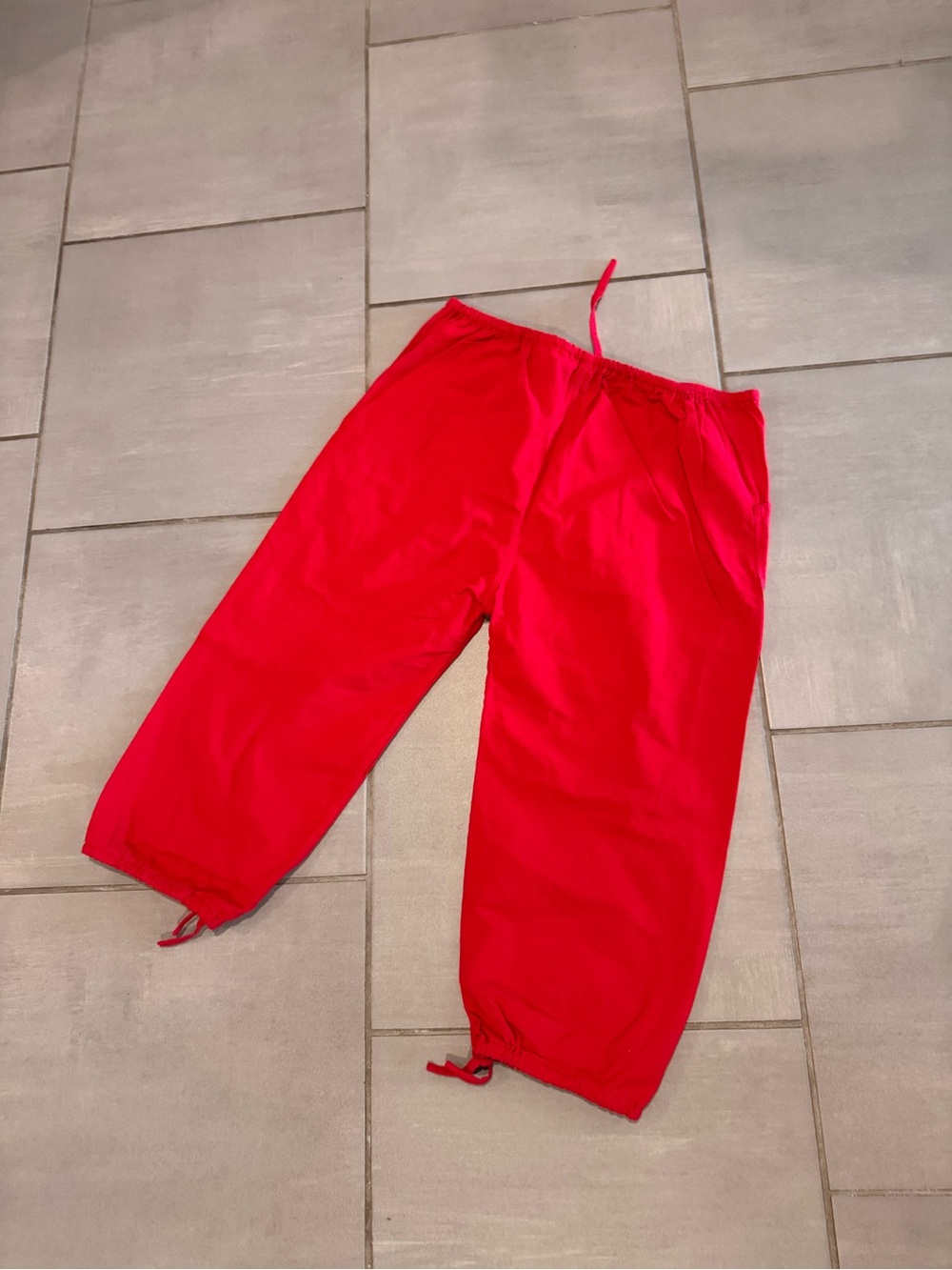 Red Embroidered Drawstring Bottoms - Picture 2 of 3
